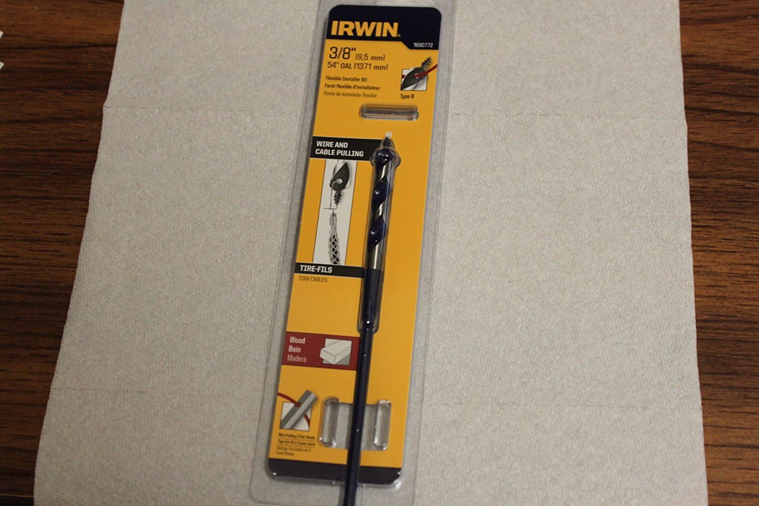 Irwin 1890772 Flexible Installer Drill Bit with Screw Tip, 3/8-Inch Shank, 54-Inch Length