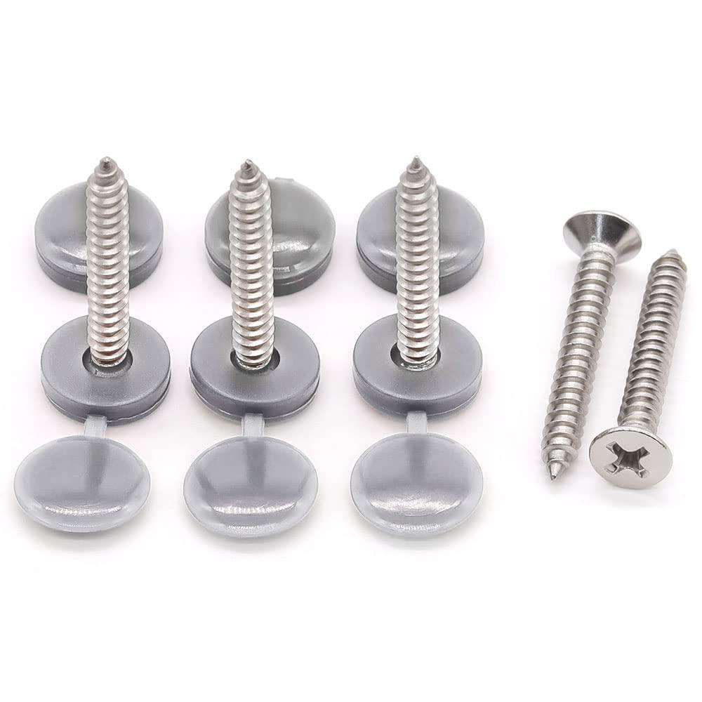 Generic Glvaner M4 (80 pcs) Gray Color Collated Screws Caps Hinged Screw Cover Caps with 20 PCs #8 x 1-1/4" (4.2 x 32mm) Flat Head