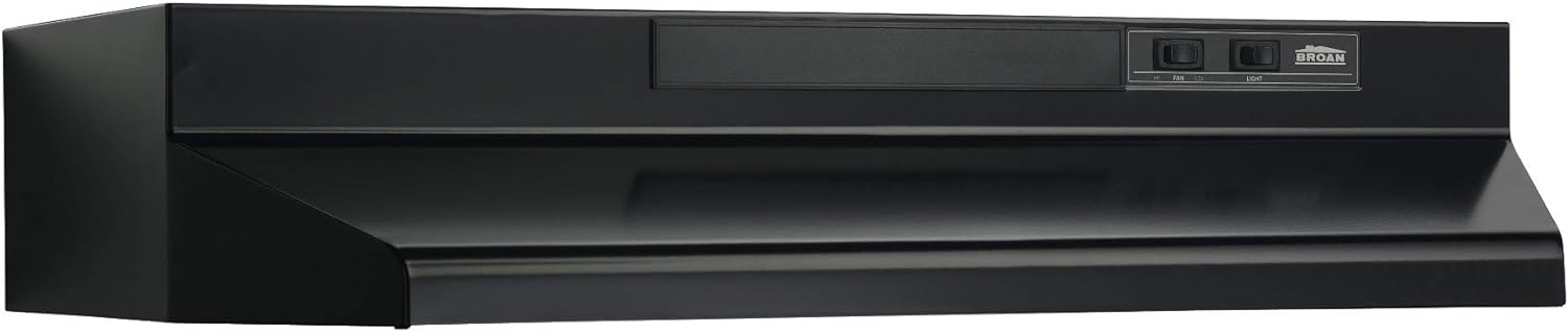 Broan -NuTone F402423 24-inch Under-Cabinet 4-Way Convertible Range Hood with 2-Speed Exhaust Fan and Light, Black