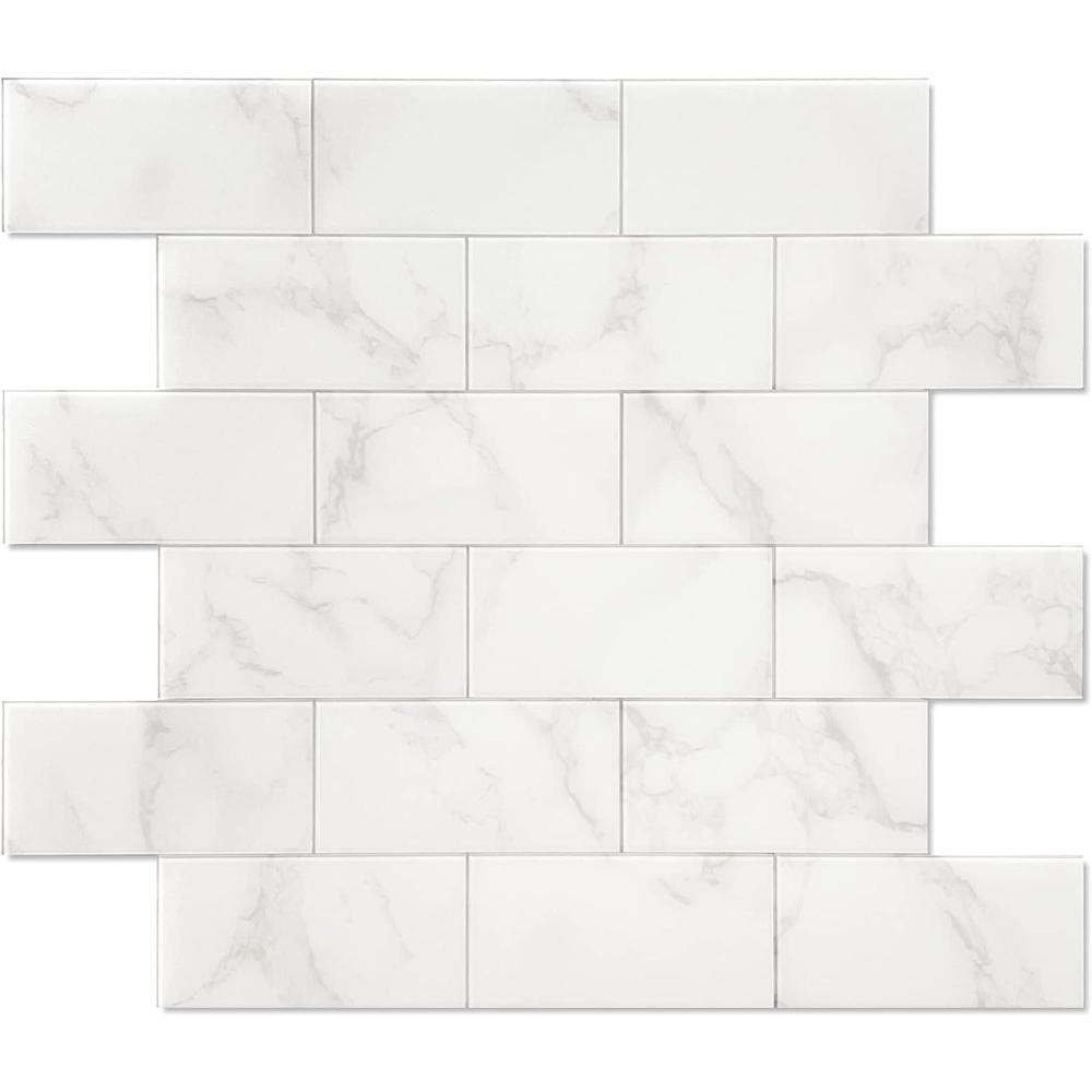 Benice Stick on Subway Tiles Peel and Stick Backsplash, Adhesive Wall Tiles Peel and Stick Imitaiton Marble Tiles Stickers(10sheets,Ma