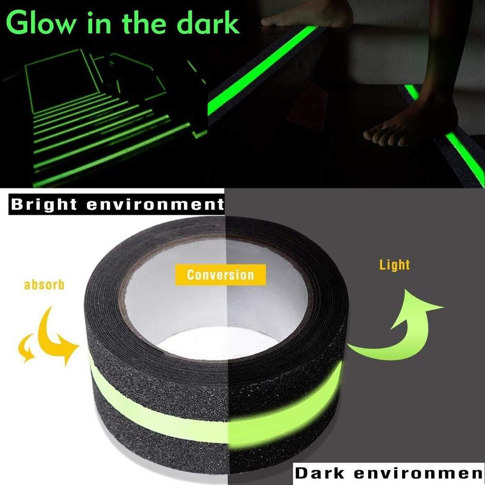 CONCISE Anti Slip Grip Tape, Non-Slip Traction Tapes with Glow in The Dark Reduce The Risk of Slipping for Indoor or Outdoor Stair Trea