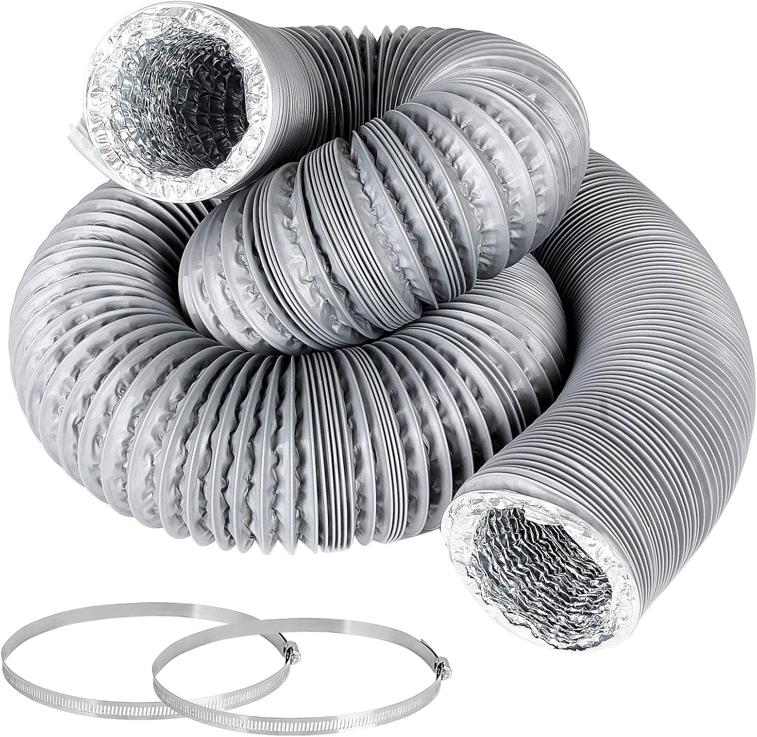 Shanqian 3 Inch 16 Feet Air Duct Flex Air Aluminum Foil Ducting Dryer Vent  Hose HVAC Ventilation for Grow Tents, Dryer Rooms, Kitchen, 2