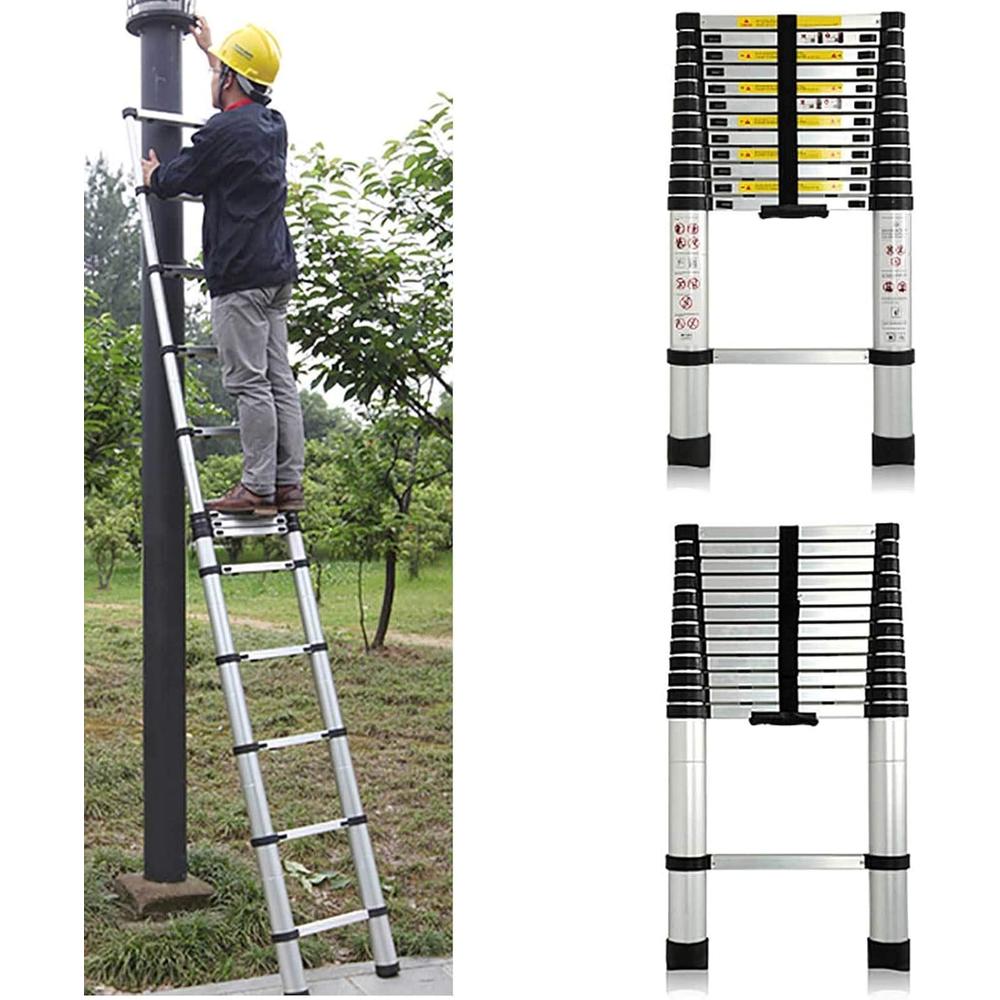 Bowoshen 12.5 FT Aluminum Telescoping Extension Ladder Extendable&#226;&#128;&#130;Folding Multi-Purpose 12 Steps Max 330 lb