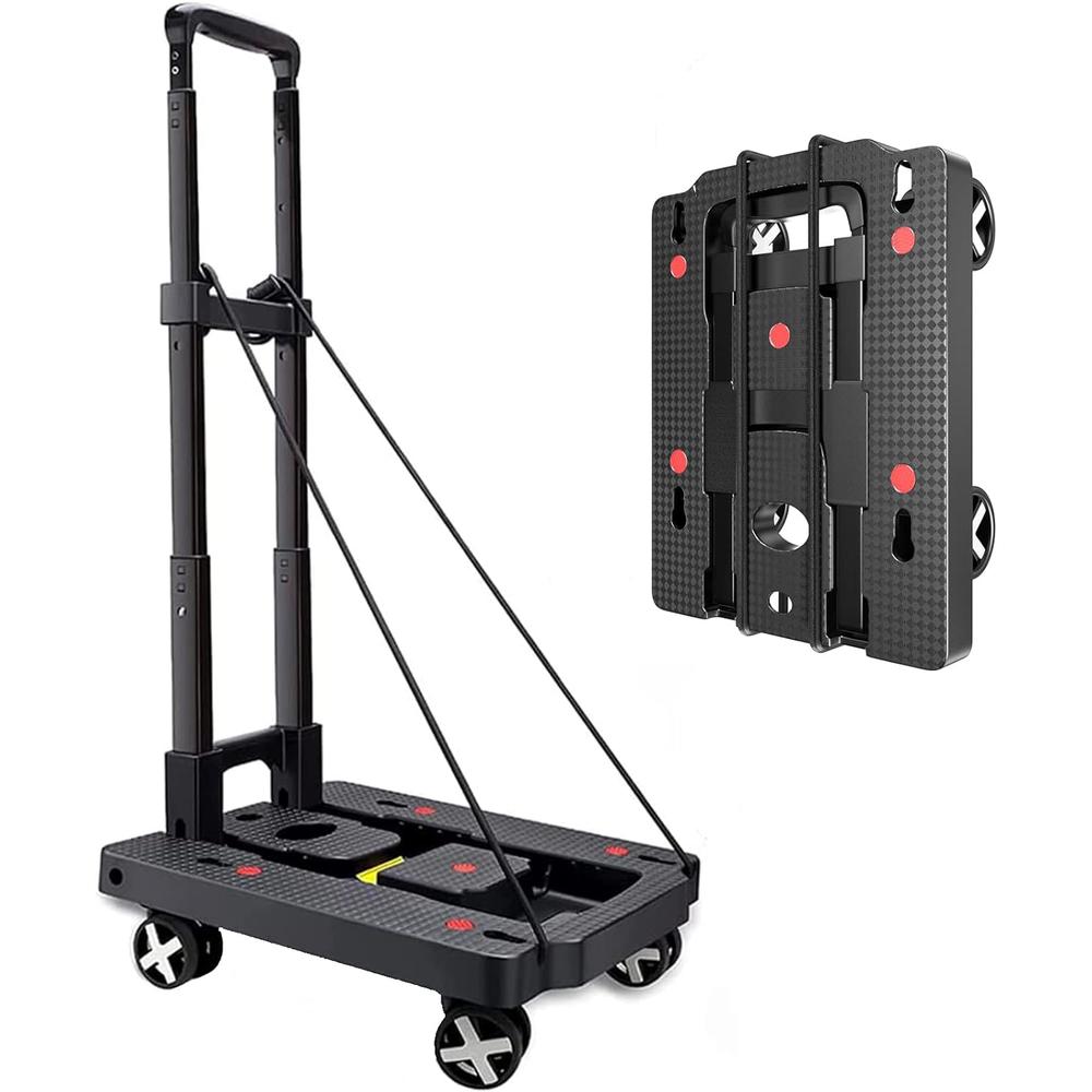 LUBBYGIM Folding Hand Truck Dolly,  Hand Truck Foldable Dolly Cart with 4 Rotate Wheels, Collapsible Luggage Cart Dolly for Moving, Lugg
