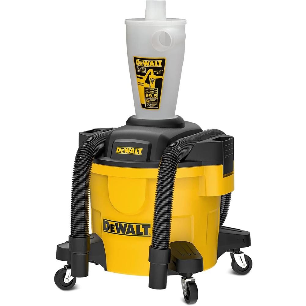 DeWalt Dust Separator with 6 Gallon Poly Tank, 99.5% Efficiency Cyclone Dust Collector, High-Performance Cycle Powder Collector Filter