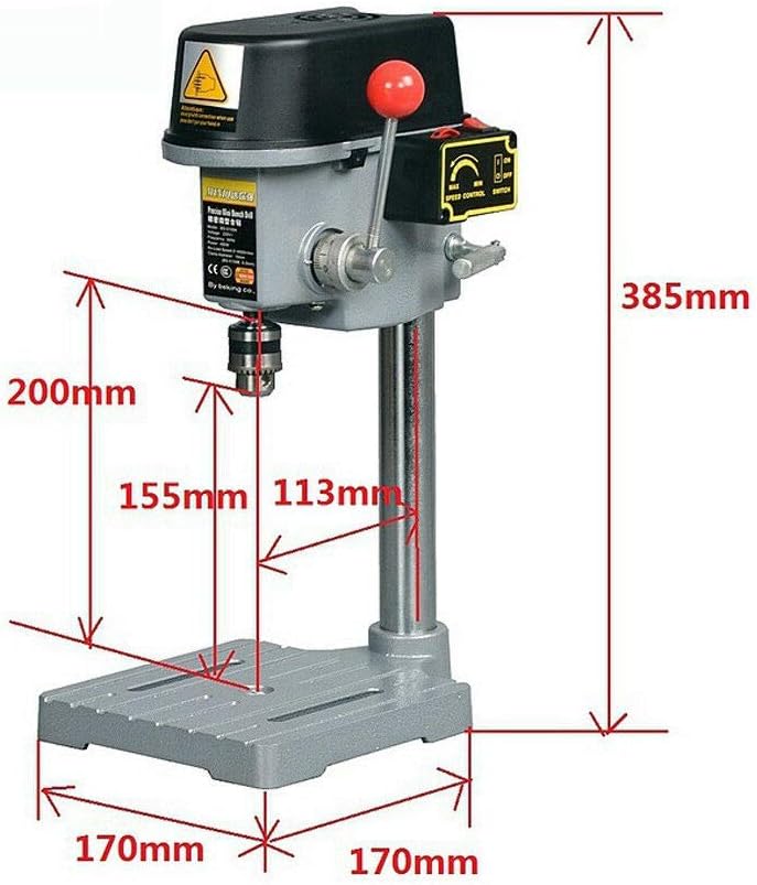 dnysysj Mini Drill Press, 340W Mini Bench Drill Press Portable Drill Press Stand, 0-16000rpm 3-Speed Adjustable Benchtop Drill Machine