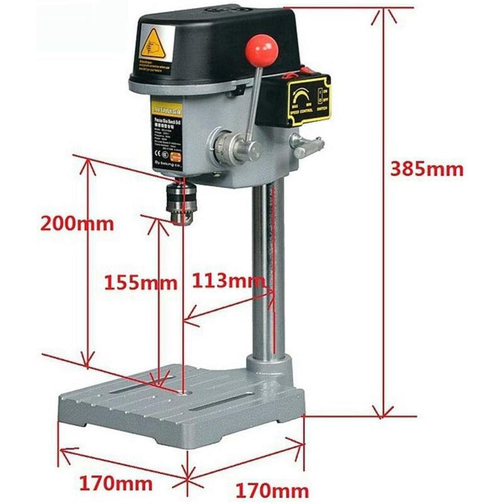 Dyrabrest 110V 340W 3 Speed Heavy Duty Bench Drill Press Mini Workshop Mounted Drilling Chuck Bench Table Drill for Wood Plastic Plate an