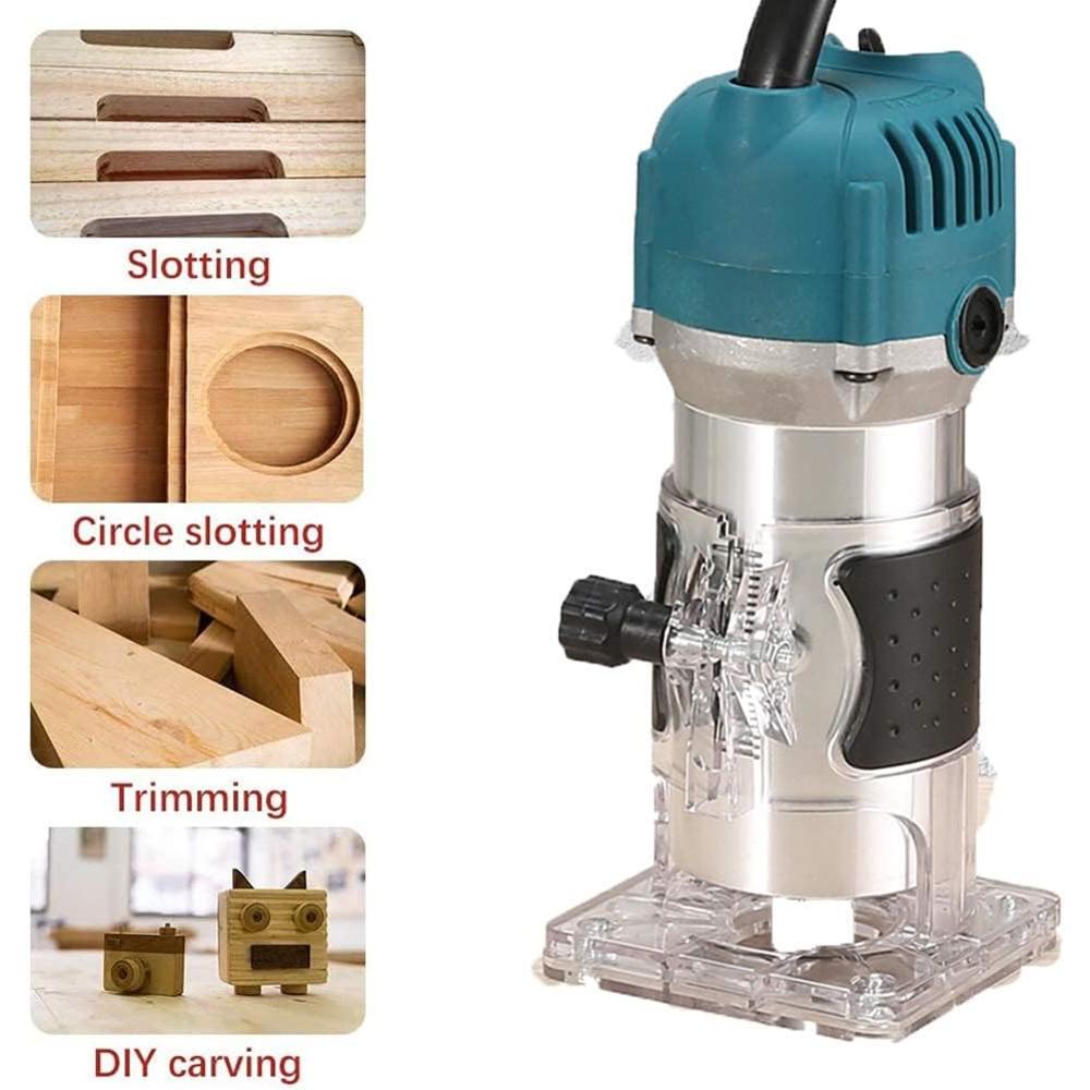 QDCITT Wood Router,Router Tool Wood Trimmer Router Electric Hand Trimmer Laminate Milling Engraving Hand Machine Joiner Tool Electric