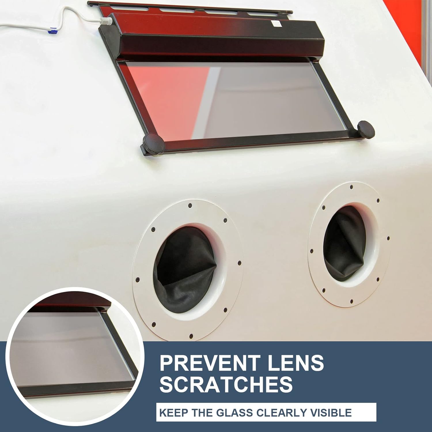 Fabbay 6 Pcs Abrasive Blasting Cabinet Lens Cover Polyester Film Sandblast Cabinet Inner Lens Protector Adhesive Standard Sand Blast F