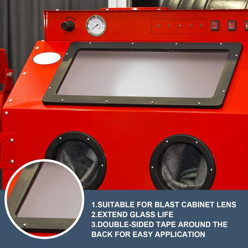 Fabbay 6 Pcs Abrasive Blasting Cabinet Lens Cover Polyester Film Sandblast Cabinet Inner Lens Protector Adhesive Standard Sand Blast F