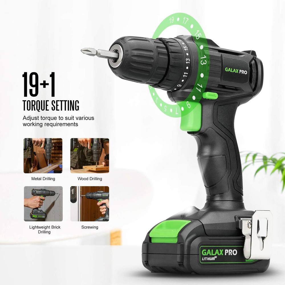 GALAX PRO 20 V Max Cordless Combo Kit, 20 N.m Impact Drill Driver, Reciprocating Saw 0-3000 SPM, 1.3 Ah Li-ion Battery Pack with Charger