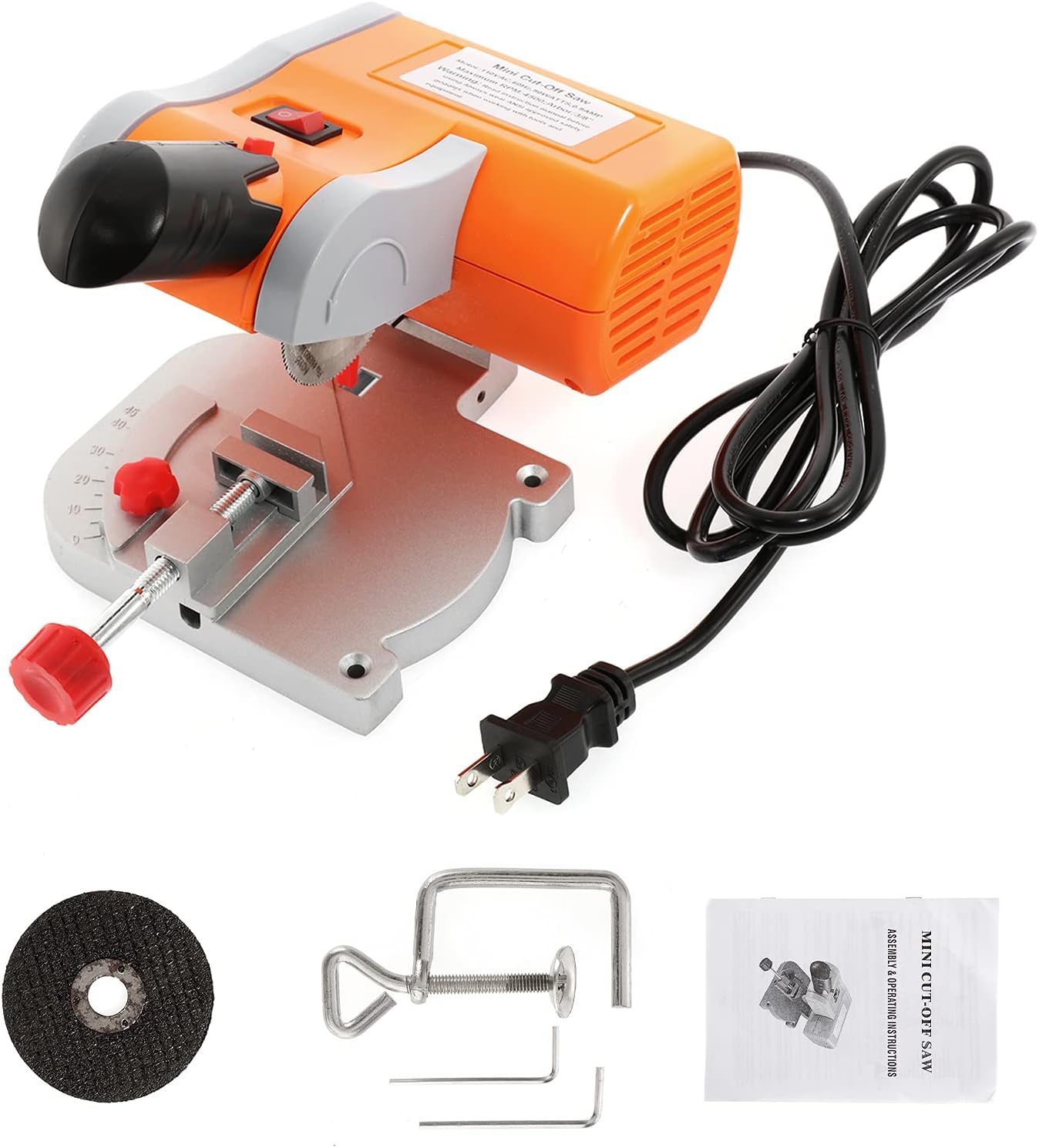 Generic Mini Miter Saw Electric Power Table Saw Benchtop Cut-Off Chop Saw Max 45 Degree Cutting for Metal Wood Working Crafts Miniature