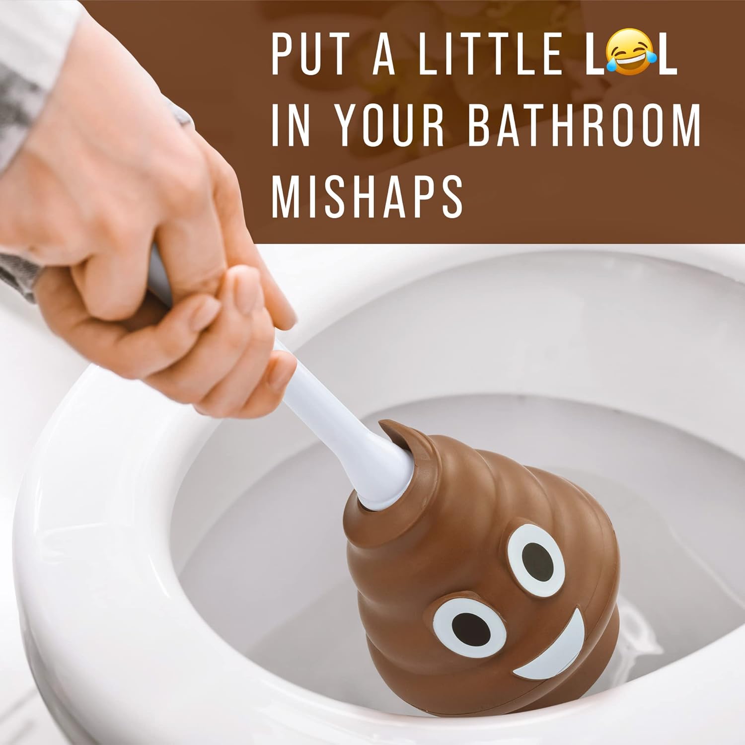 Maplefield Emoji Plunger - Poop Emoji Plunger - Put The LOL in Bathroom Mishaps - Funny Emoji Bathroom Accessory - Toilet Plunger - Great