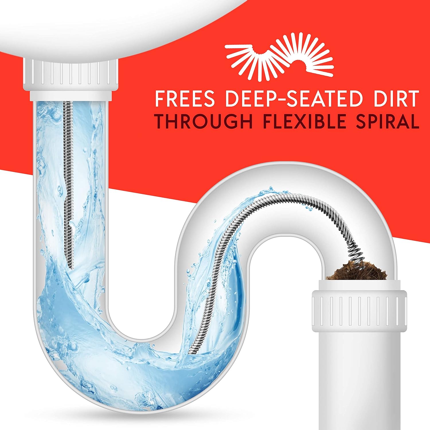 MEISTERFAKTUR drain snake [49 FT] - with drill attachment - Ideal plumbing snake for sink and drain unblocking - The drain auge