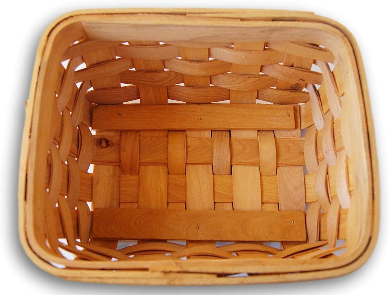 Jumping Daisy Wood Bread Basket - Sturdy Woven Small Rectangular Basket - 7.5 Inches