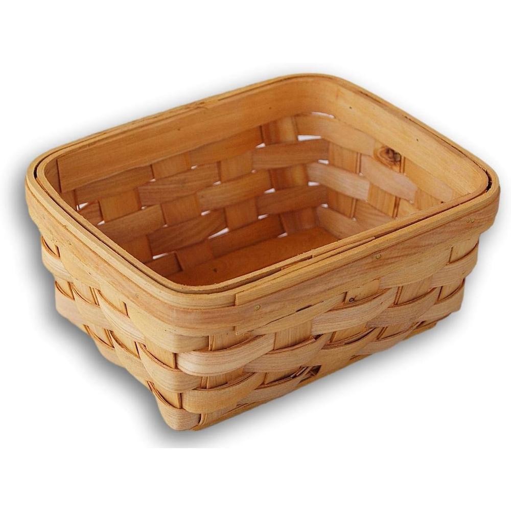 Jumping Daisy Wood Bread Basket - Sturdy Woven Small Rectangular Basket - 7.5 Inches