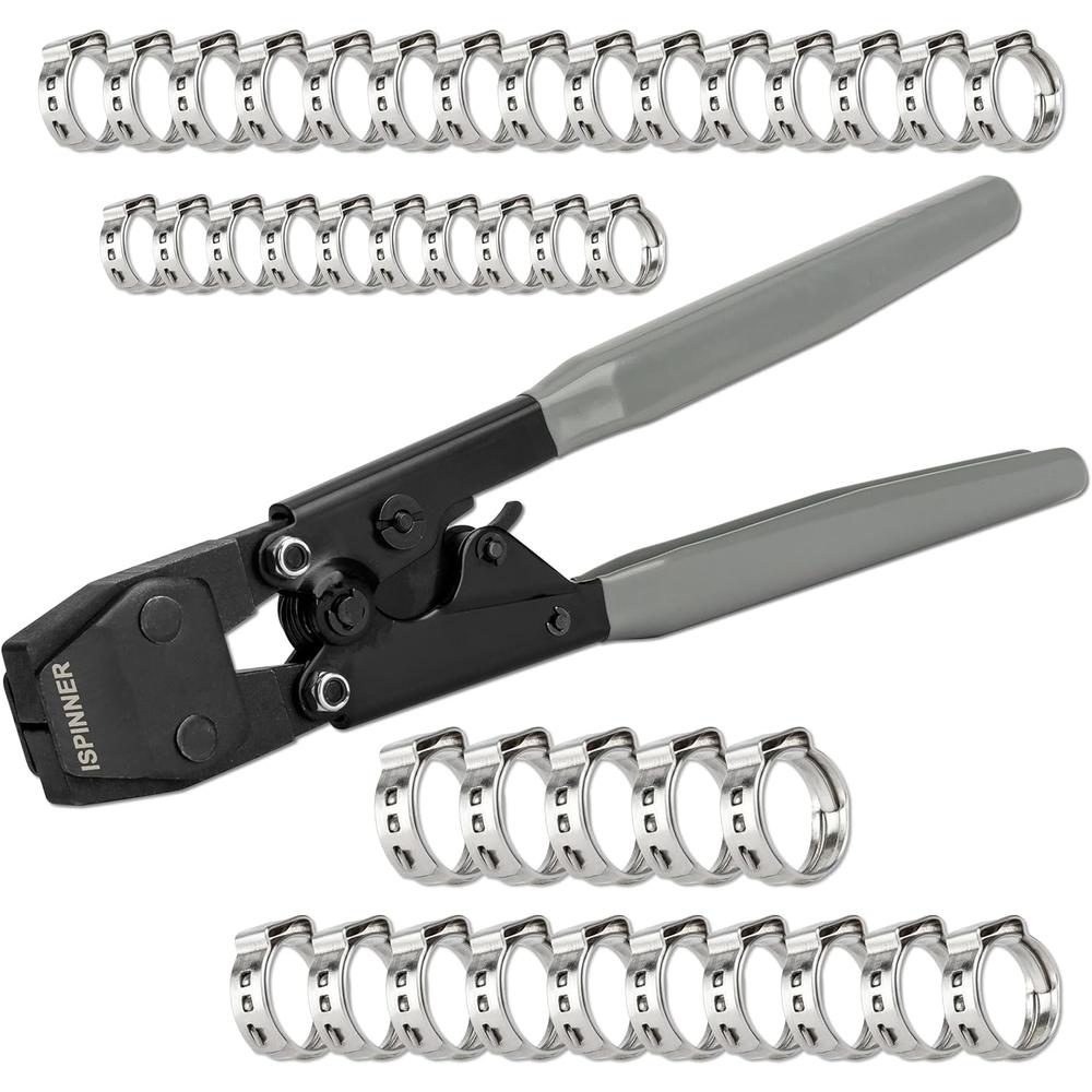 XM ISPINNER PEX Crimping Tool, Clamp Cinch Crimp Tool Crimper for Stainless Steel PEX Clamps from 3/8" to 1", with 40pcs
