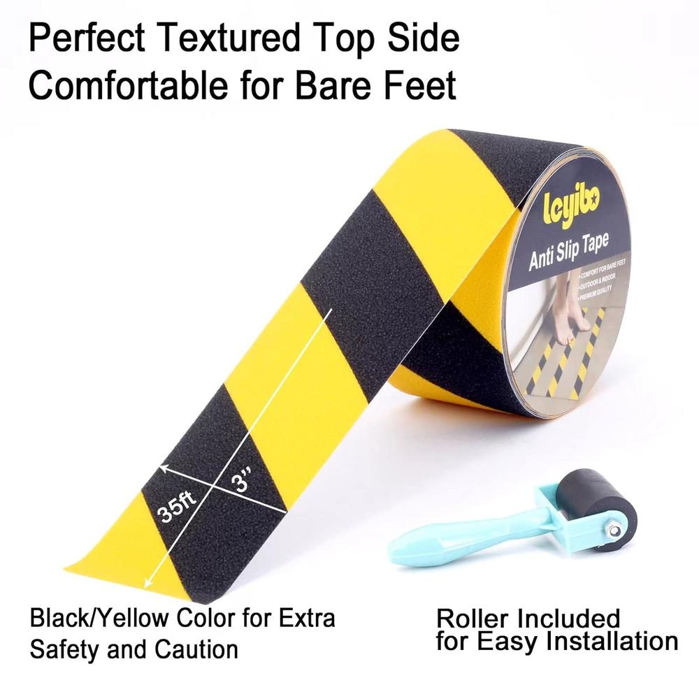 Generic Anti Slip Tape with Roller, 3&#226;&#128;&#157; x 35Ft, Non Slip Safety Grip Tape for Stair Steps Outdoor/Indoor, W