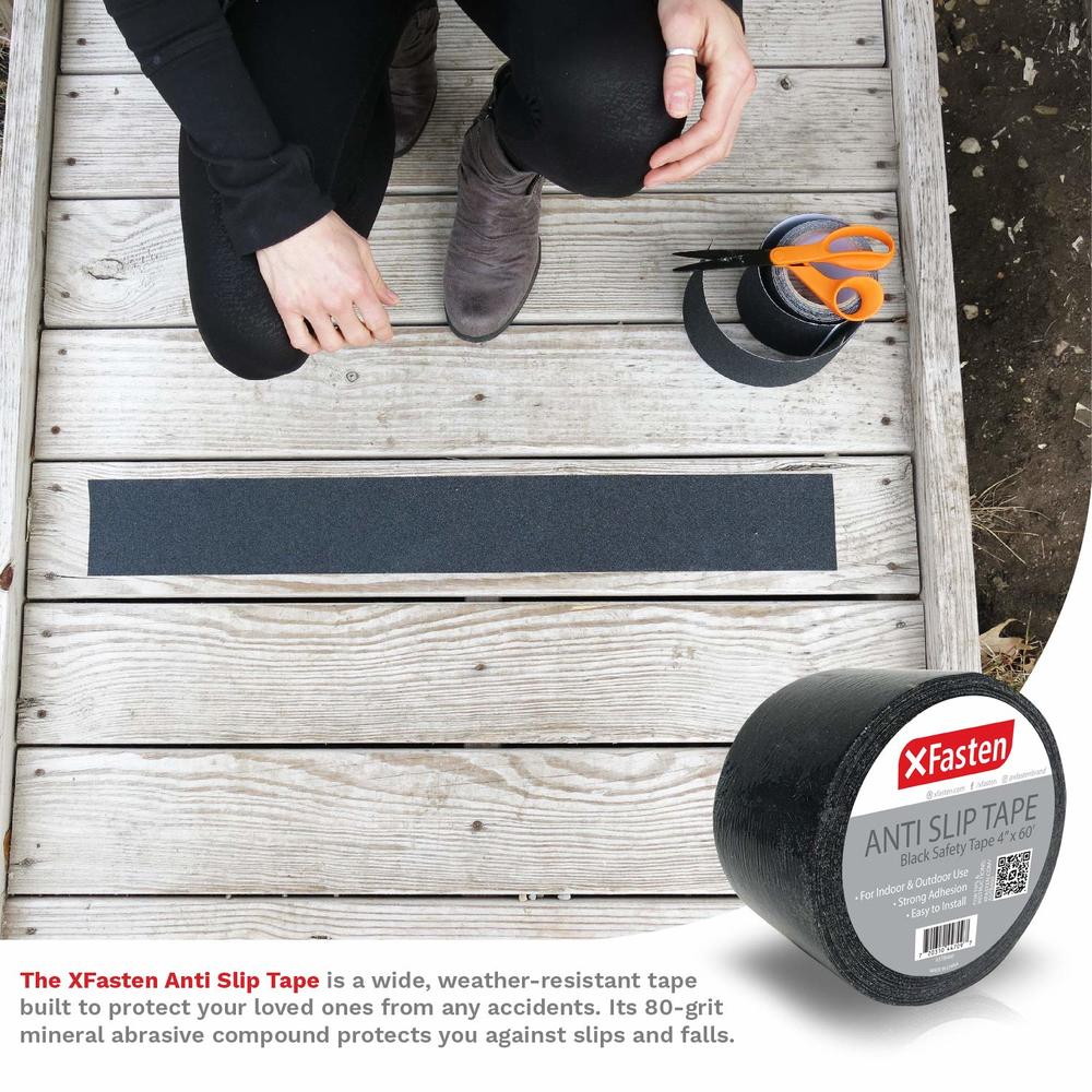 Generic XFasten Anti Slip Tape, Black, 4-Inches X 60-Foot, Non Slip Grip Tape for Stairs, Walkways, Industrial-Grade Non Skid Tape, Fri