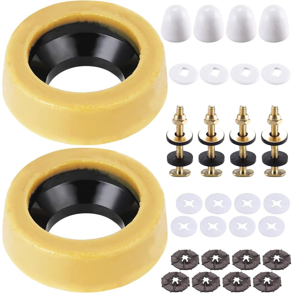 Menty Wax Ring Toilet Kit,Includes Flanges and Bolts for reinstalling The Toilet,Fits 3-inch or 4-inch Waste Lines(2 PCS)(Extra Thick