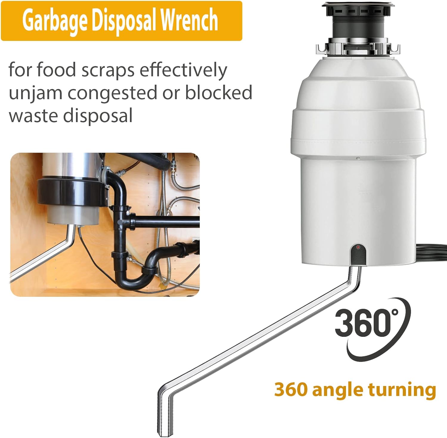 0158 Garbage Disposal Wrench, Garbage Disposal Allen Wrench Tool Compatible with InSinkErator Garbage Disposal for Un-Jam/Food Garba