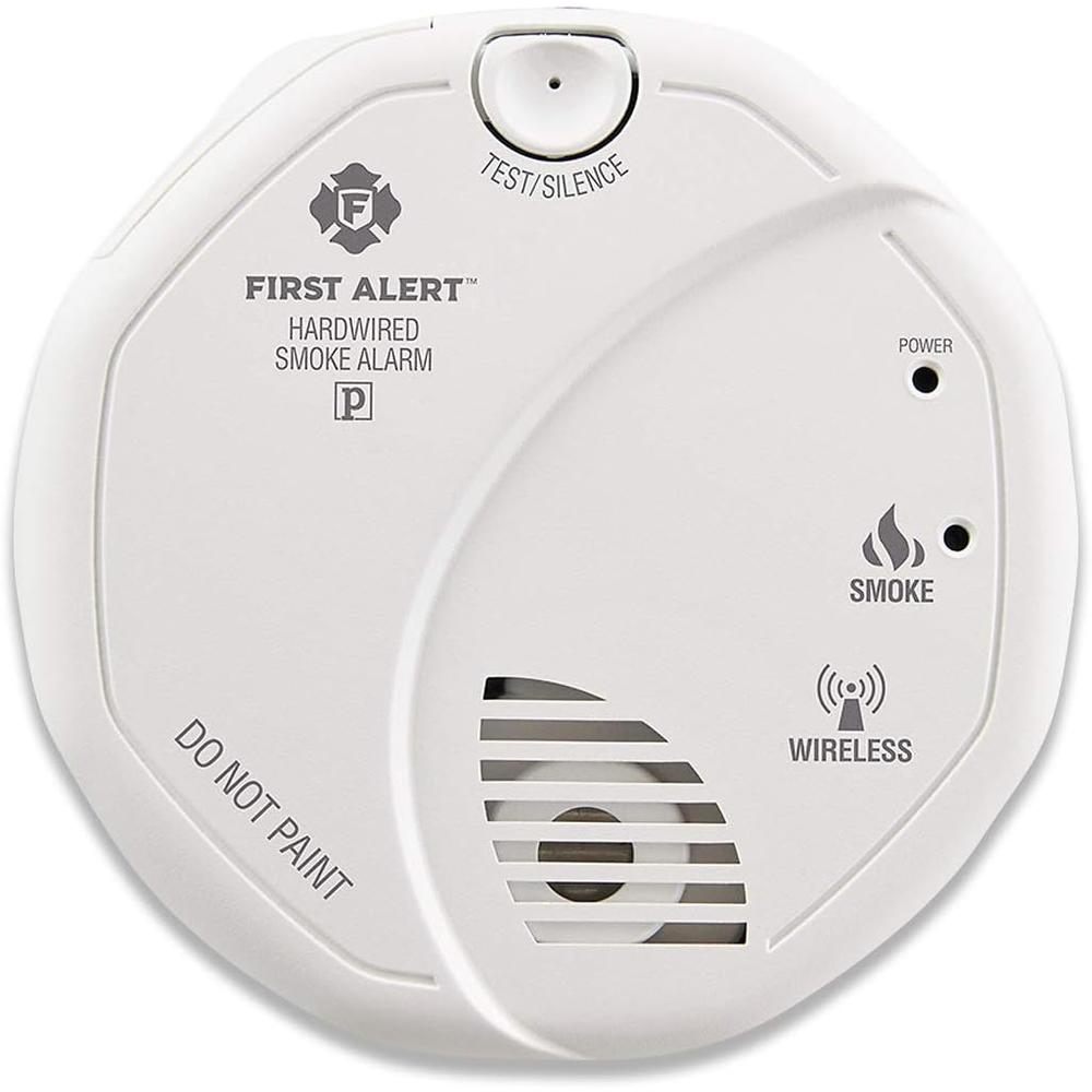FIRST ALERT Hardwired Wireless Smoke Alarm with Photoelectric Sensor and Battery Backup, SA521CN-3ST , White