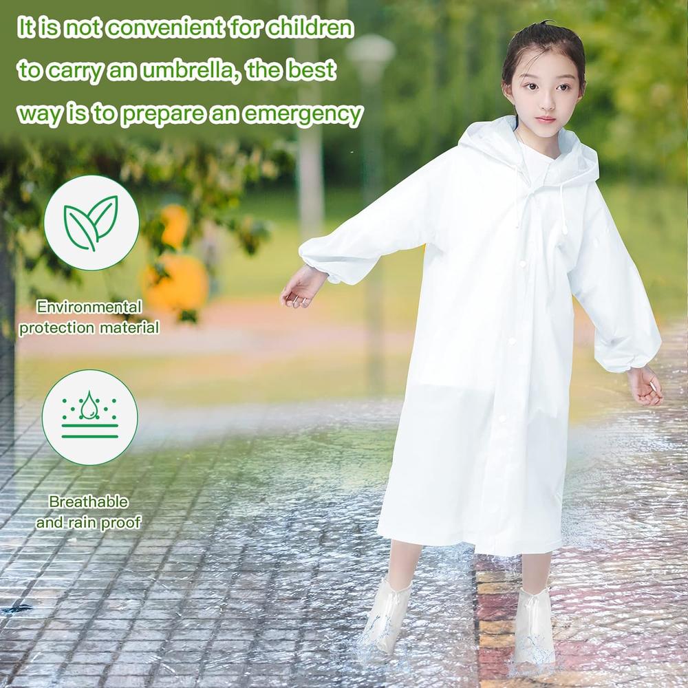 Mafomil EVA Rain Ponchos for Kid Adults, Reusable Portable Rain Poncho with Waterproof Shoe Covers Poncho with Hood Emergency