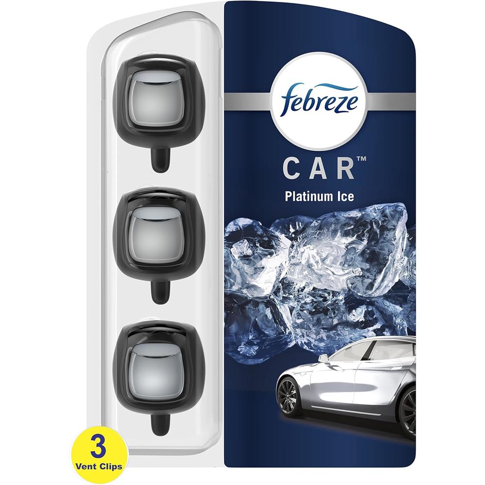 Generic Febreze Car Air Fresheners, Platinum Ice Scent, Odor Eliminator for Strong Odor, Car Vent Clips (3 Count)
