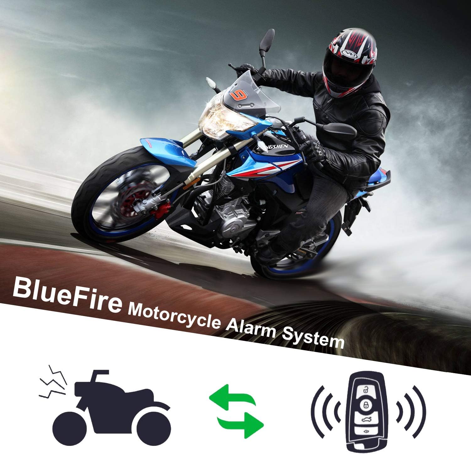 Bluefire Upgraded Motorcycle Security Kit Alarm System Engine Start Arming Disarming Anti-Hijacking Cutting Off Remote