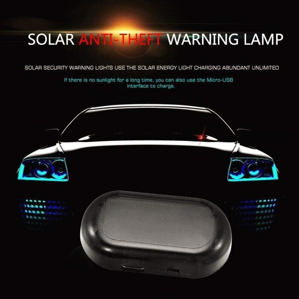 Generic Car Alarm Light Car Solar Power Simulated Dummy Alarm Warning Anti-Theft LED Flashing Security Light with New USB Port, Red x2