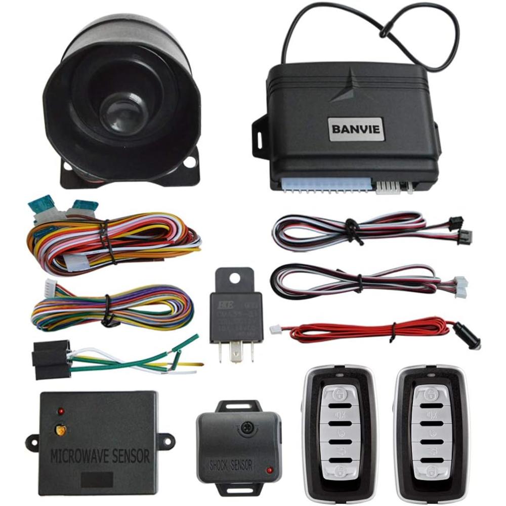 Generic BANVIE Car Alarm System, Security Antitheft Alarm Systems with Keyless Entry, with Microwave Sensor