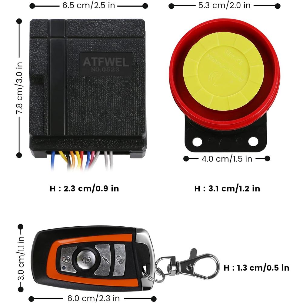 Generic ATFWEL Waterproof Motorcycle Alarm System 12V Motorcycle Anti-Theft Alarm Security System Remote Control Horn Alarm Warner Adju