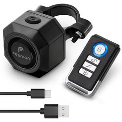 Fosmon USB-C Rechargeable Bike Alarm with Remote, IP55 Waterproof Wireless 110dB Loud Anti-Theft Vibration Motion Sensor Vehicle Track