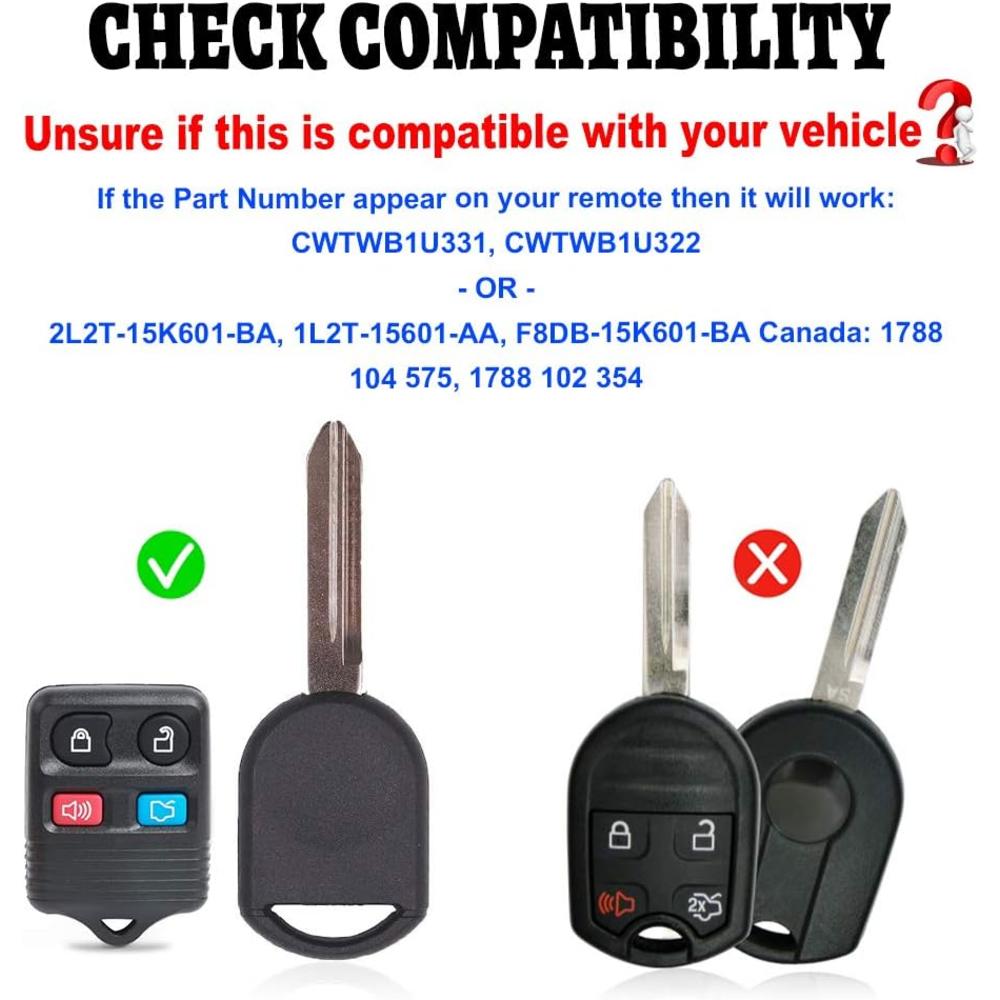 Beefunny Replacement Upgraded Flip Remote Car Key Fob 315MHz 4D63 Chip for Ford Lincoln Mercury CWTWB1U331