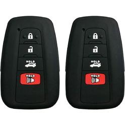 Coolbestda 2Pcs Rubber 4buttons Smart Key Fob Full Protector Remote Skin Cover Case Keyless Jacket for 2019 2020 2021 Toyota Highlander Ca