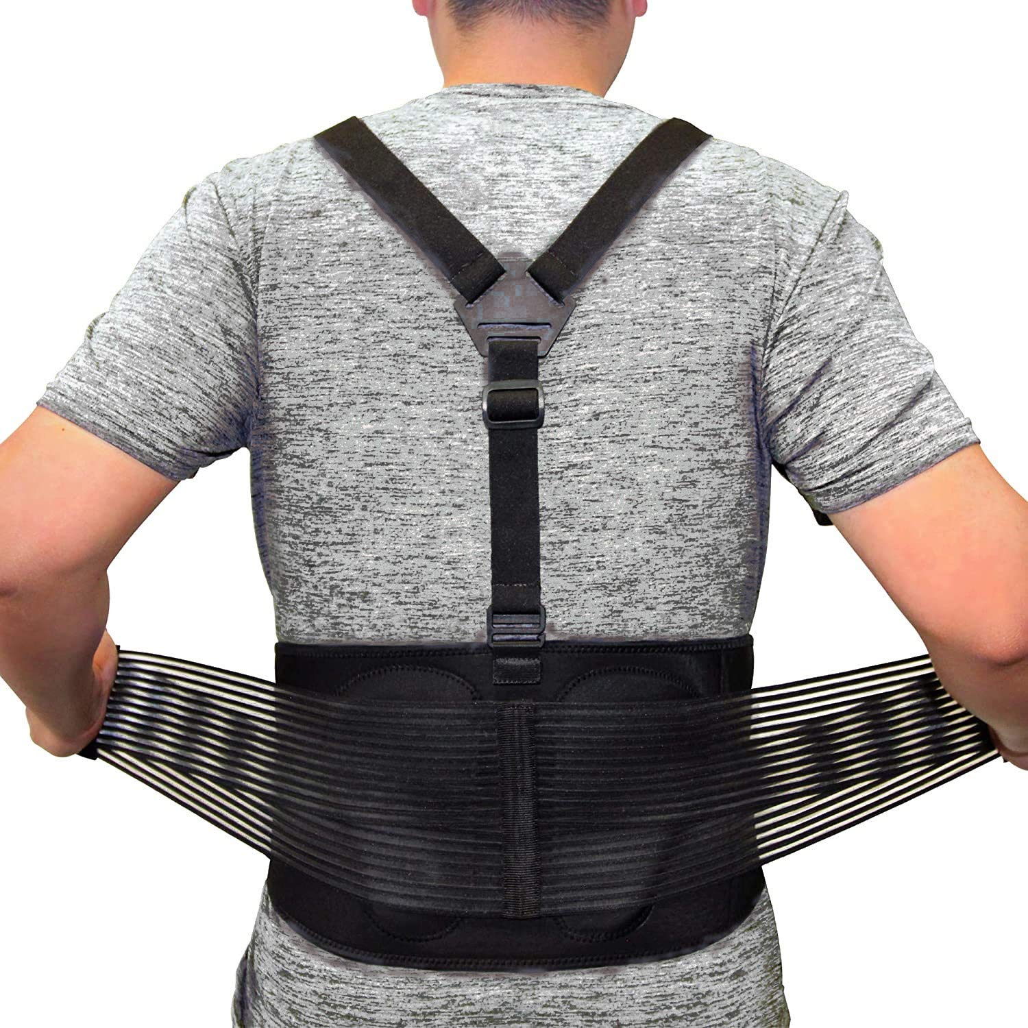 Generic AllyFlex Sports&#194;® Back Brace For Lifting Work Y-shape Suspenders Safety Belt With Dual 3D Lumbar Support Reli