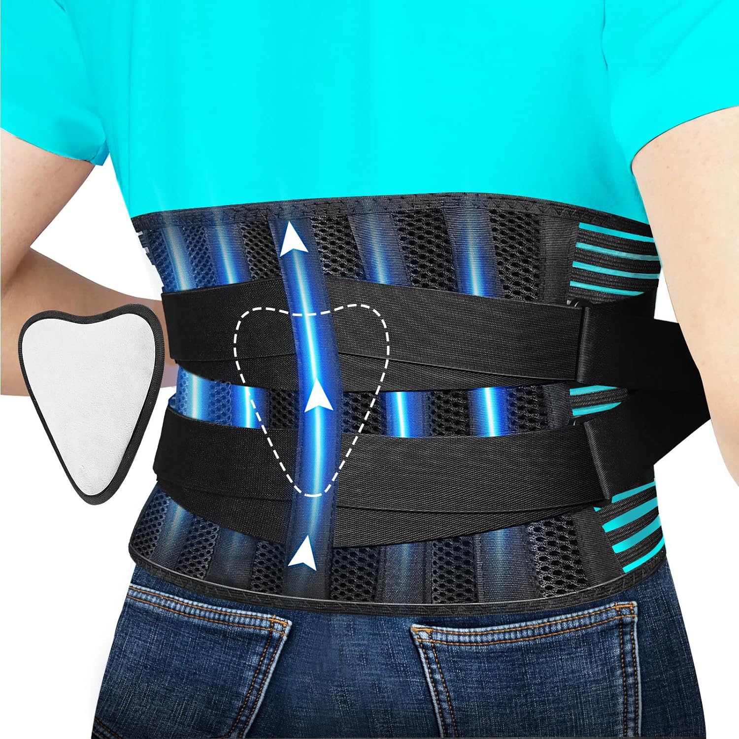 Generic 2022 Upgrade Back Brace for Men Women Lower Back Pain Relief with 7 Stays and Removable Lumbar Pad - Breathable Air Mesh Anti-s