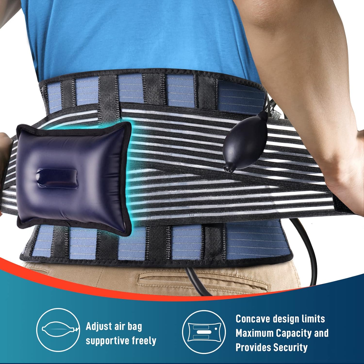 Generic FEATOL Back Brace with Inflatable Pad for Men Women Lower Back Pain Relief, Back Support Belt for Work Heavy Lifting, Breathabl