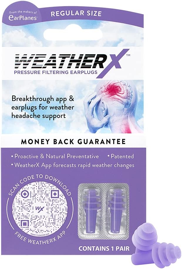 Generic WeatherX Headache Prevention&#226;&#128;&#147; Pressure Filtering Earplug for Shifts in Barometric Weather Pressure