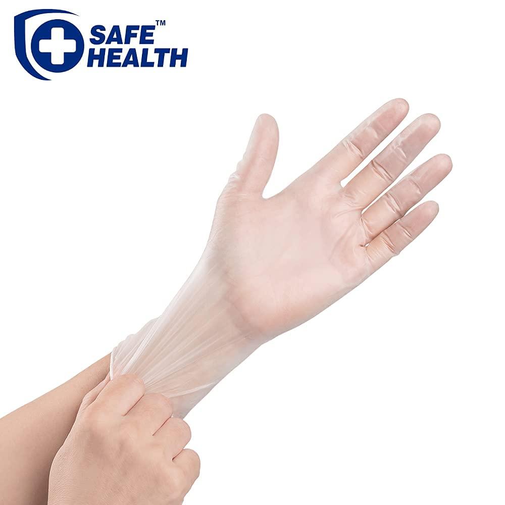 Generic SAFE HEALTH Vinyl Exam Disposable Gloves, Latex Free, Powder Free, Clear, Case of 1000, Medium, 3.5 mil, Medical Grade, Nursing