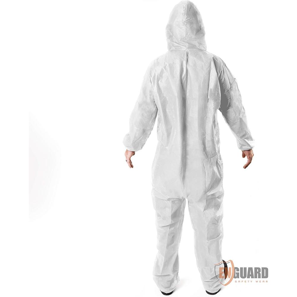 JayDee Coverall Hood, Elastic Cuffs, Ankles, Waist. Chemical Protective Coveralls. Unisex Disposable Workwear for Lab cleaning, painti