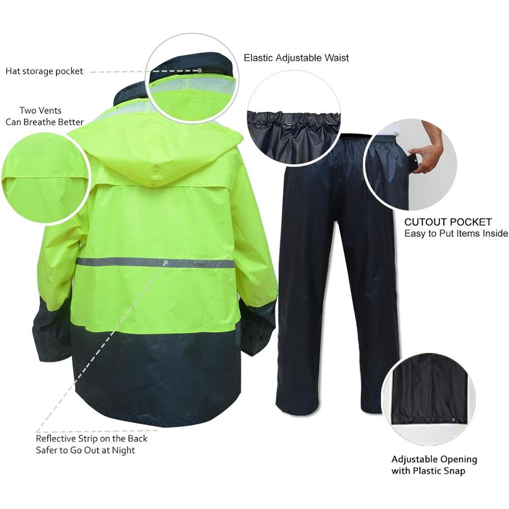 Generic Rain Suit, Rain Gear for Men Women Waterproof Work Lightweight Rainwear Rain Coat (Jacket