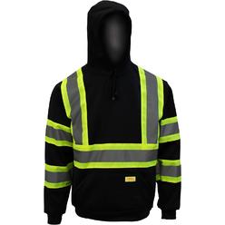 RK Safety New York Hi-Viz Workwear H8313 Men's ANSI Class 1 High Visibility Sweatshirt, Hooded Pullover, Knit Lining (Medium, Black, 1ea)