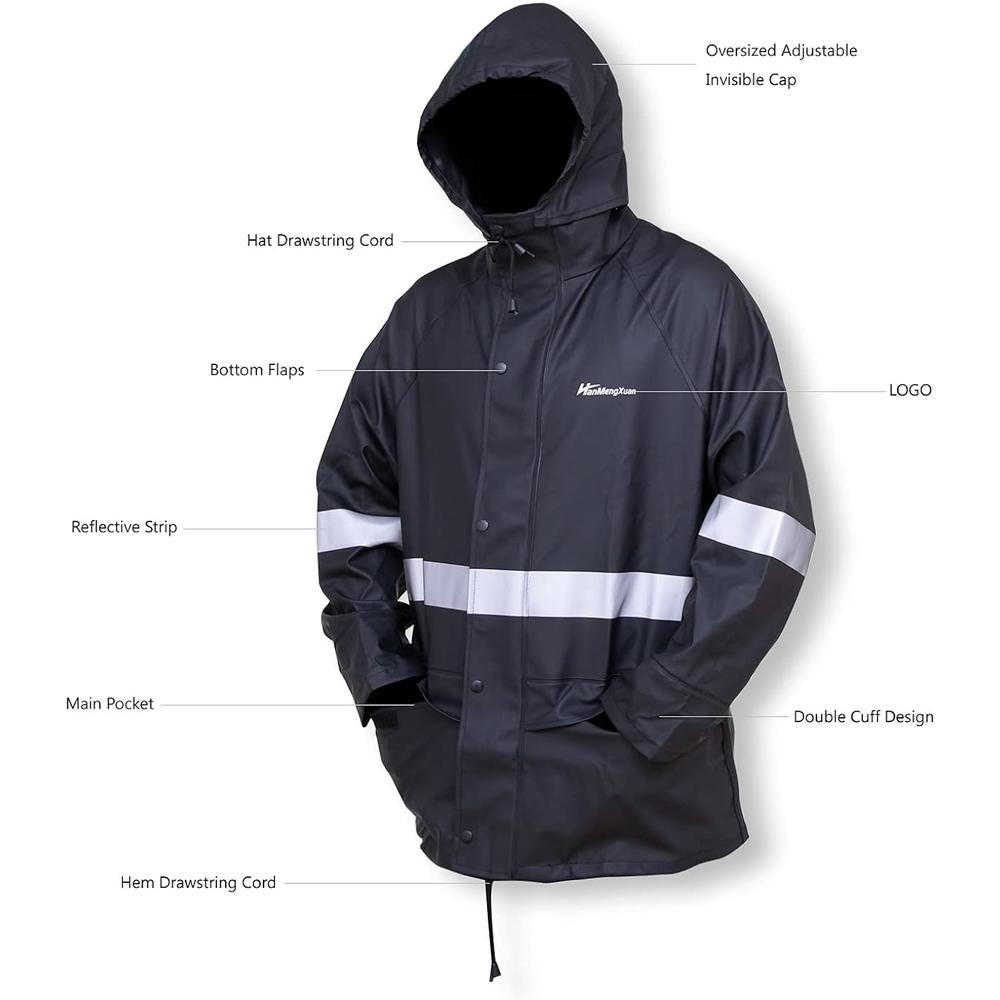 Generic Rain Gear for Men Waterproof Work Heavy Duty Rain Suit Raincoat Fishing Rain Gear Jacket and Pants Rainwear Hideaway Hood