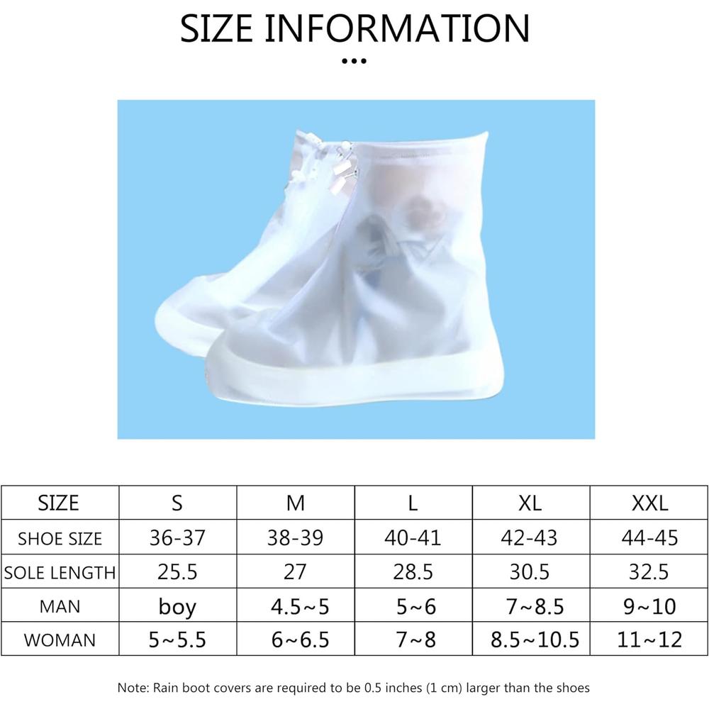 Soogree Rain Boot Waterproof Shoes Covers, Sand Control Non-Slip Shoe Cover Galoshes, PVC Rubber Sole Reusable Rain Snow Boots Overshoe