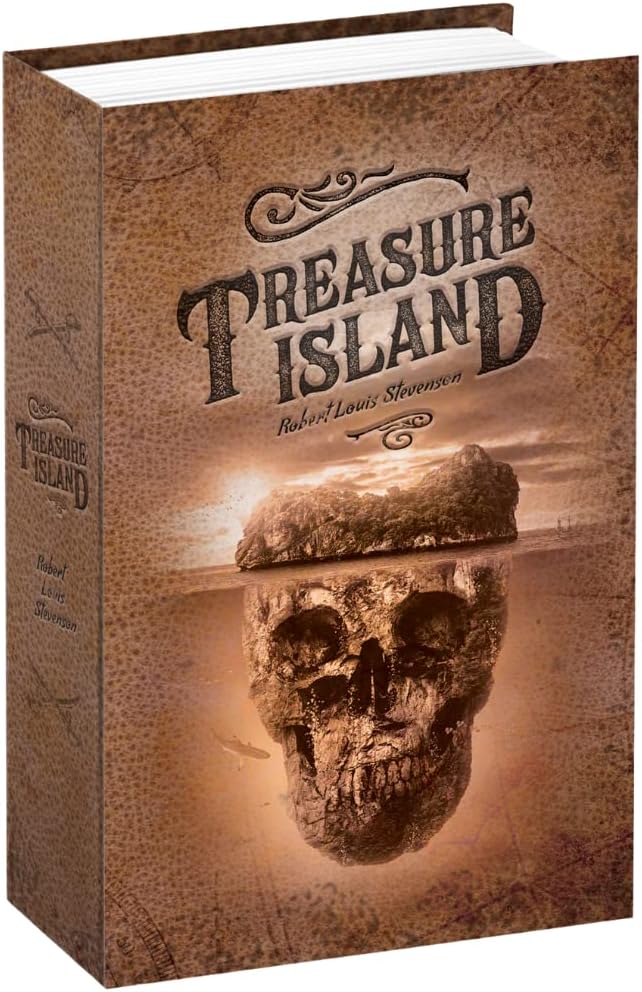 Funderstood Treasure Island Diversion Book Safe , Safe Lock Box, Book Safe w/ Combo Lock, Portable Metal Safe Box, Book Safe, Secret Book H