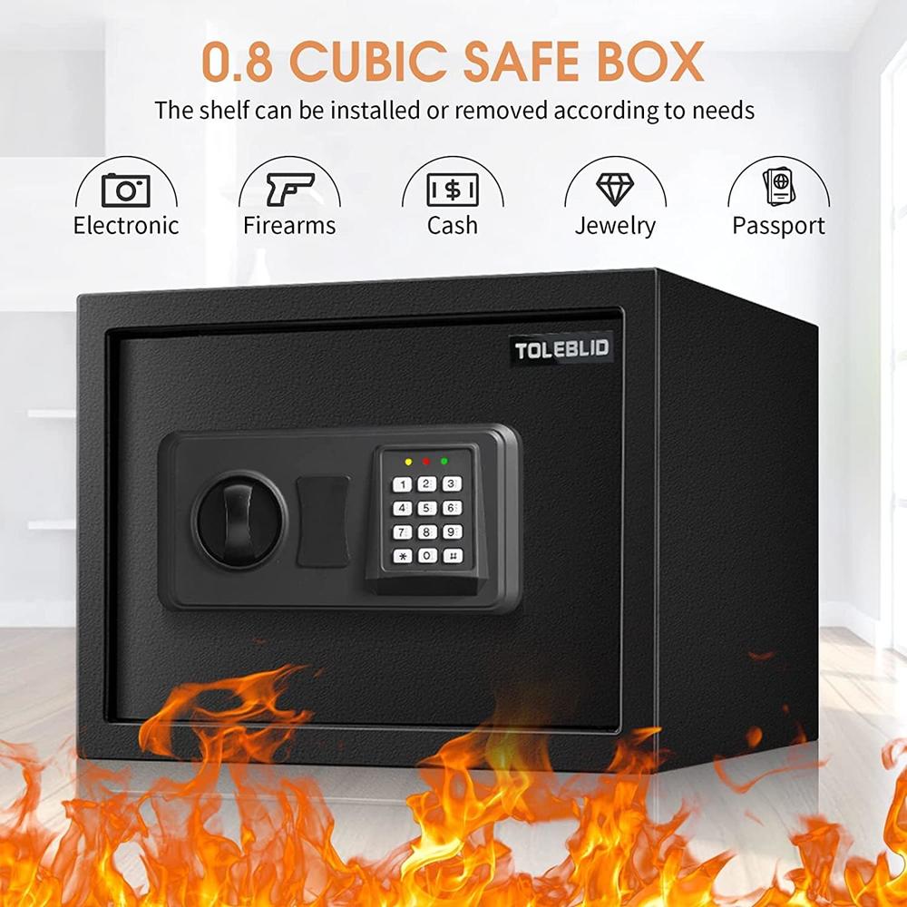 TOLEBLID 0.8 Cubic Home Safe Fireproof Waterproof, Fireproof Safe with Digital Keypad Key, Personal Security Safe Box for Firearm Medici
