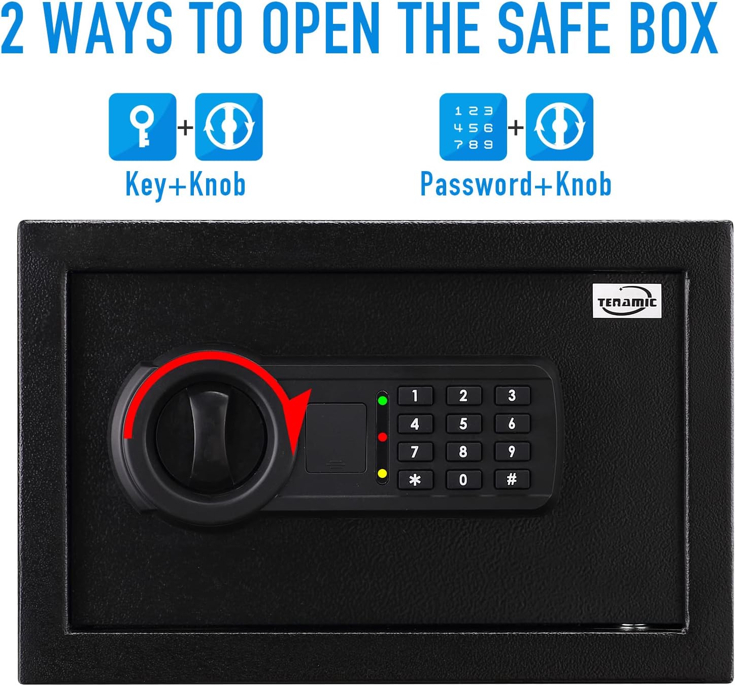 TENAMIC Safe Box 0.4 Cuft Electronic Digital Security Box, Keypad Small Lock Box Cabinet Safes, Solid Alloy Steel Office Hotel Home Min