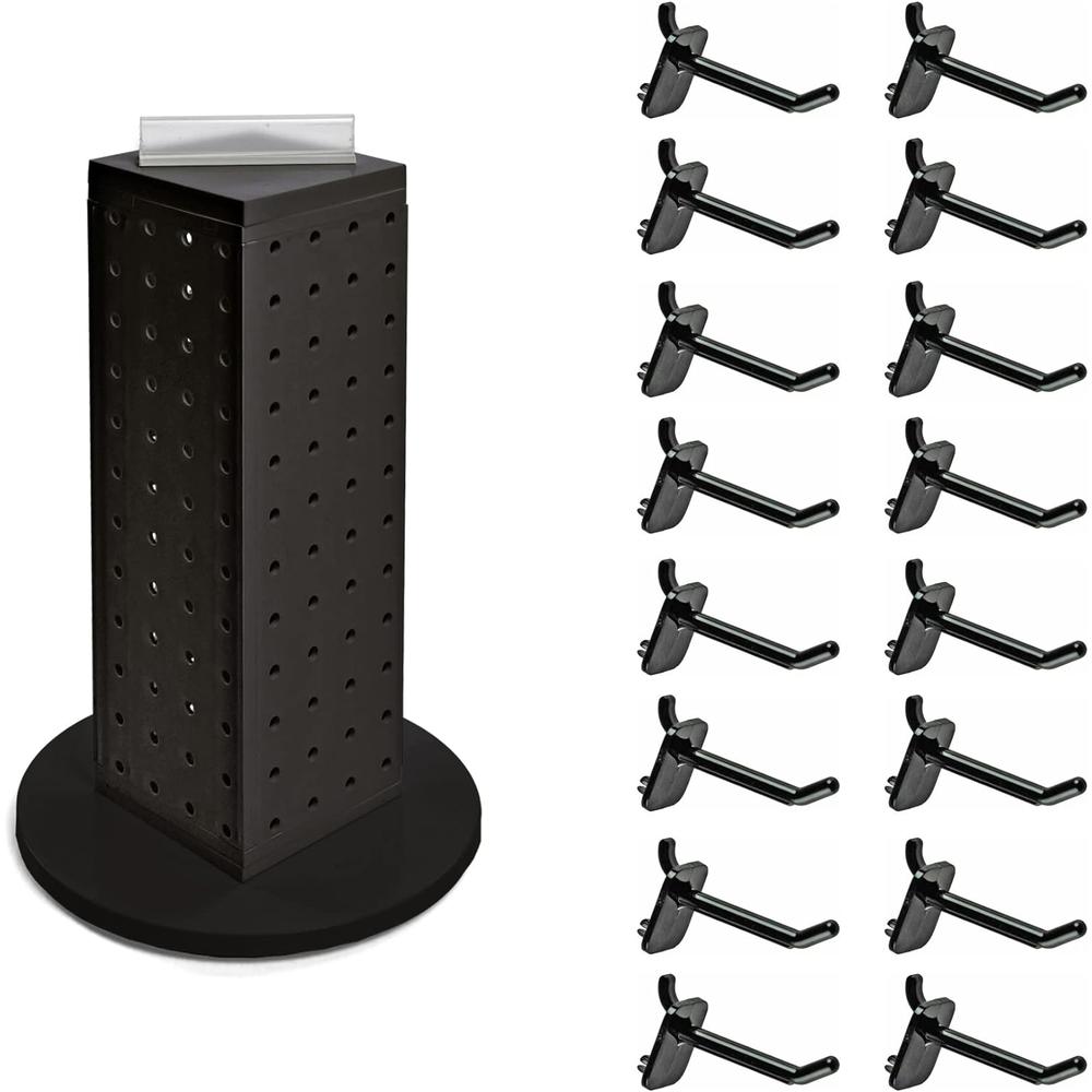 Azar Displays 700220-BLK-2B16 Four-Sided 4&#226;&#128;&#157;W x 12&#226;&#128;&#157; Revolving Pegboard Tower Kit Cou