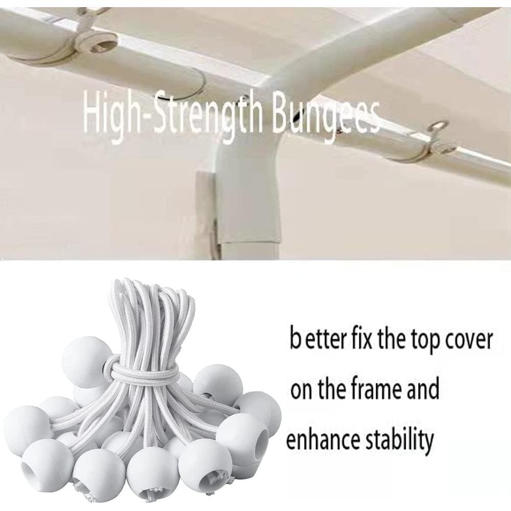 ZHJJ 10'x20' Carport Replacement Top Canopy Cover for Car Garage Shelter Tent Party Tent with Ball Bungees White (Only Top Cover, Fr